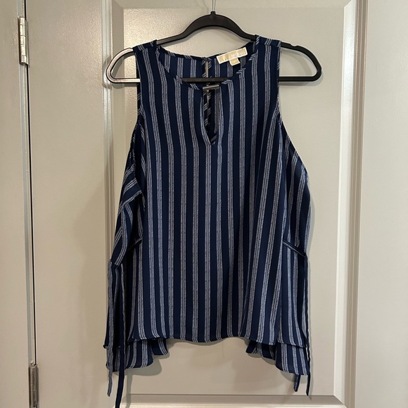 Michael Kors Tops - Michael Kors Navy and White Striped Blouse